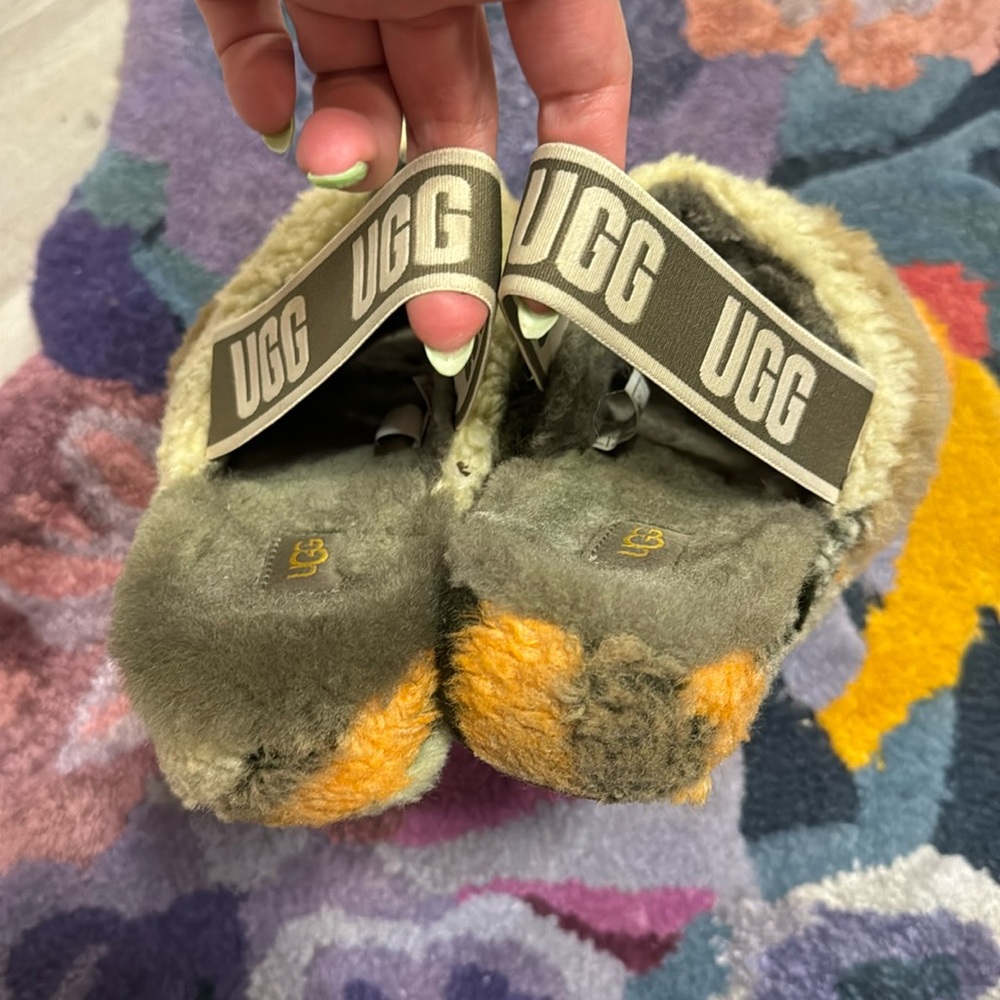 Ugh sling back fuzzy slides